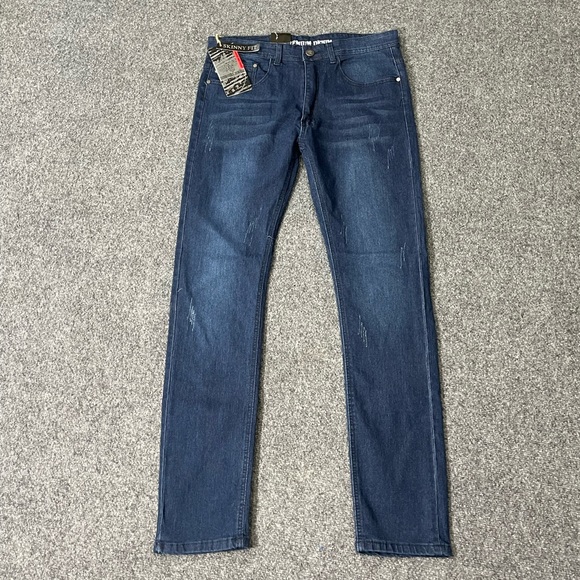 NWT Premium Denim Men's Light Washed Skinny FitJeans Sz 34/32 - Picture 3 of 13